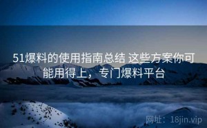 51爆料的使用指南总结 这些方案你可能用得上，专门爆料平台