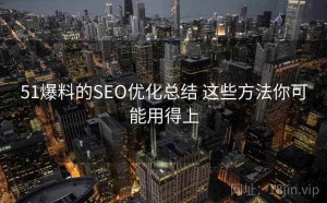 51爆料的SEO优化总结 这些方法你可能用得上