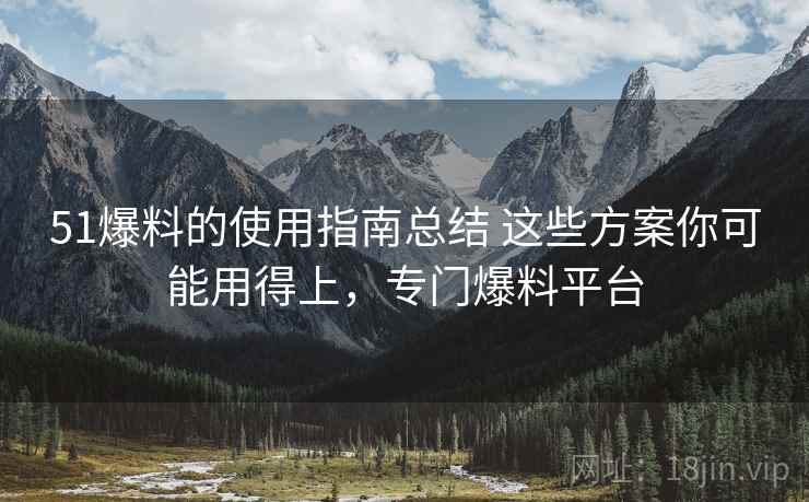 51爆料的使用指南总结 这些方案你可能用得上，专门爆料平台